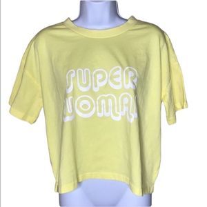 Super Woman Yellow Cropped Short Sleeve Shirt